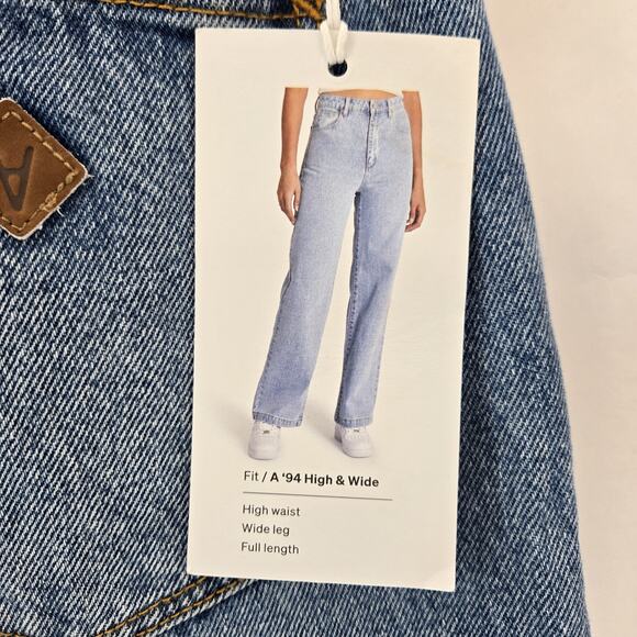 Abrand Jeans Womens 27 NEW High & Wide Alexis Rip Organic Cotton Vintage Blue - Picture 8 of 15